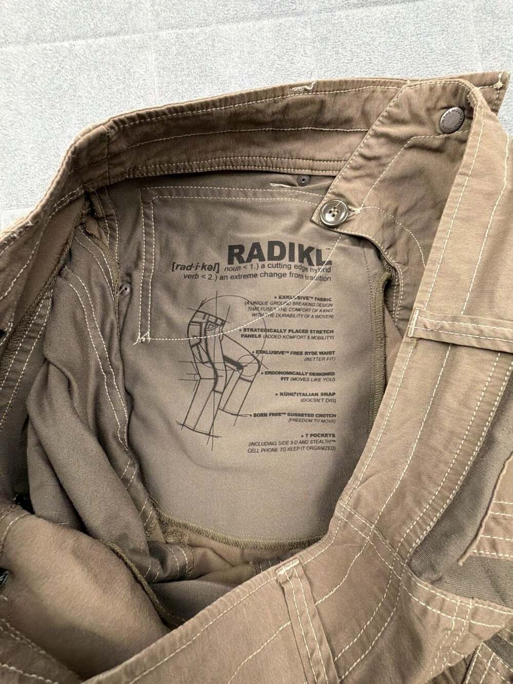 Kuhl Radikl Men's Hiking Pants Khaki 34x32 - Picture 3 of 8